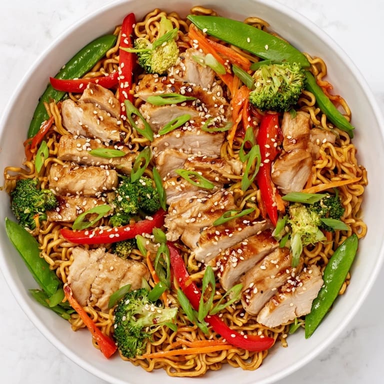 Crispy Sheet-Pan Ramen with Veggies & Chicken: Imagine tender chicken and those delightfully crunchy noodles.