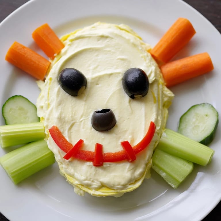 A creamy, vibrant Skull & Bones Spooky Spread, artfully decorated with colorful vegetable slices for dipping.