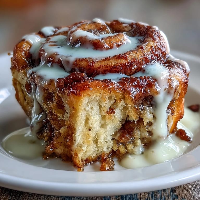 Gooey banana bread cinnamon rolls filled with rich cinnamon sugar, drizzled with sweet icing and served warm for ultimate comfort.