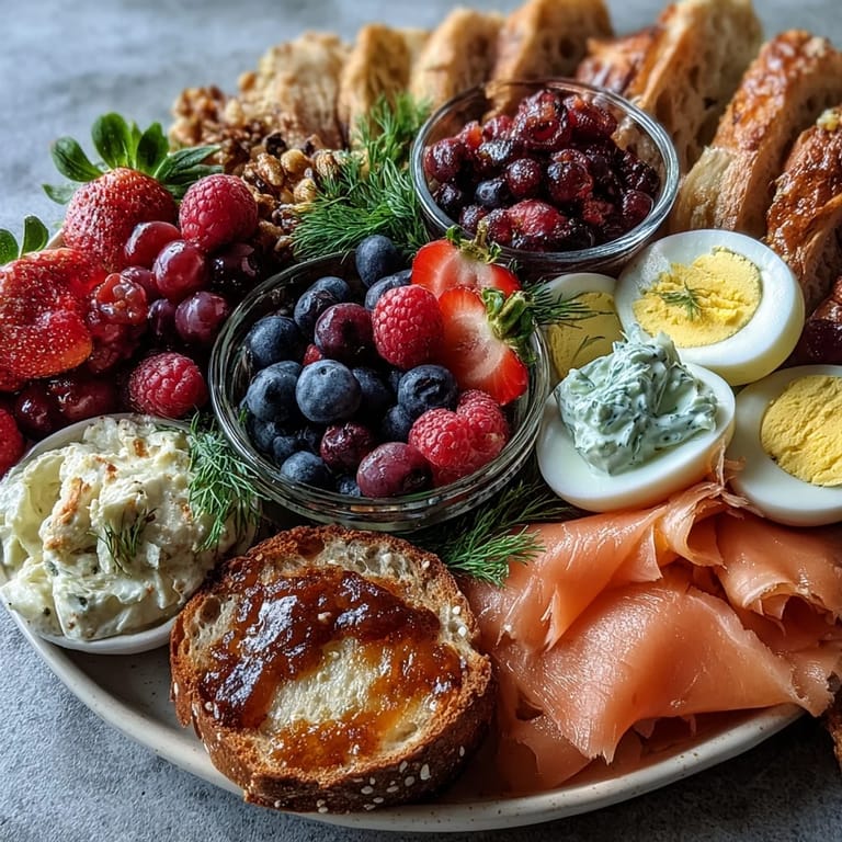 Charming Galentines brunch spread with sliced bagels, silky lox, fresh dill, and seasonal berries for a delightful gathering.