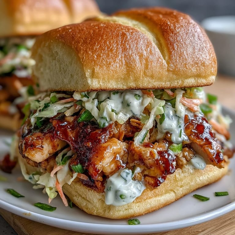Juicy BBQ chicken sliders topped with crunchy coleslaw, ideal for backyard BBQs and patriotic summer celebrations.