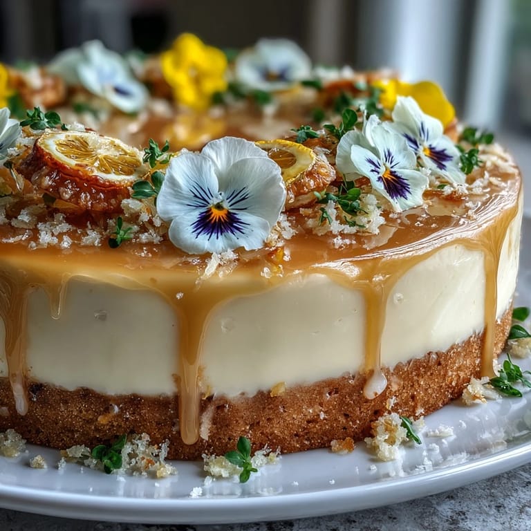 Light and fluffy lemon cake with lemon cream cheese frosting, decorated with vibrant edible flowers.