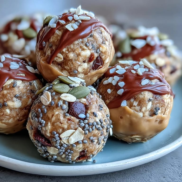 Close-up of healthy Snack-Sized Protein Balls, showcasing oats and peanut butter texture.