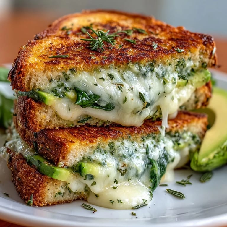 Crispy Green Goddess Grilled Cheese, perfectly toasted and ready for delicious dipping.