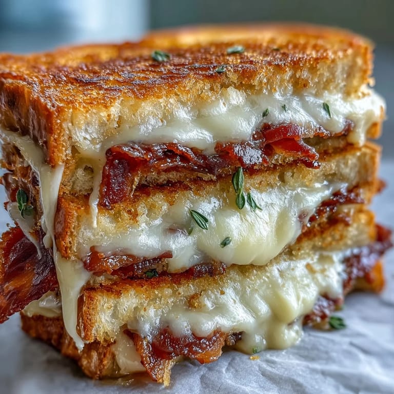 Savory Ham and Swiss Honey Mustard Grilled Cheese, ready to be devoured hot.