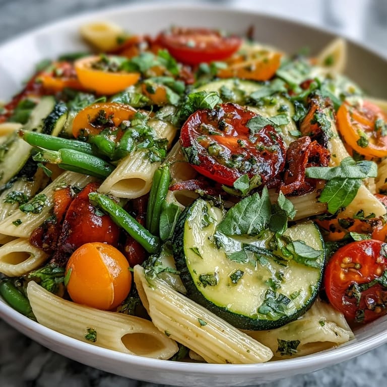 Delicious Pasta Primavera Express, a healthy vegetarian main dish with lemon zest.