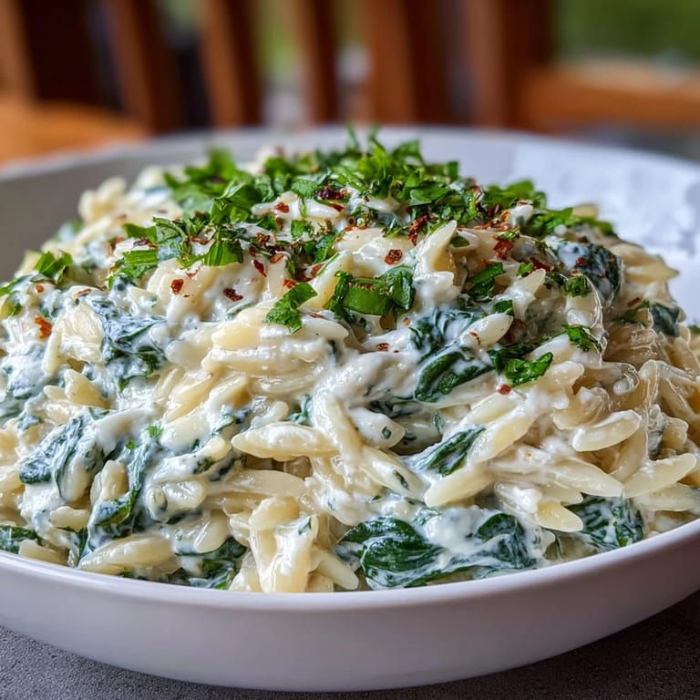 Hearty Boursin Orzo with Spinach, a satisfying main dish perfect for a quick weeknight meal.