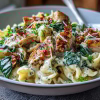 Creamy lemon orzo with tender chicken and fresh spinach, a bright and satisfying Mediterranean-inspired dinner.  