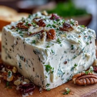 A creamy whipped butter board topped with herbs, honey, and nuts, perfect for sharing at parties.