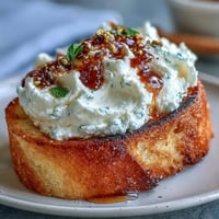Golden toast with creamy whipped ricotta, drizzled honey, and crushed pistachios for a sweet-savory bite.