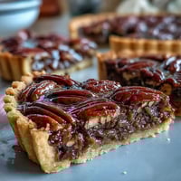 Decadent Kentucky Derby Chocolate Bourbon Pecan Tart with rich chocolate, crunchy pecans, and a hint of bourbon in a flaky golden crust.  