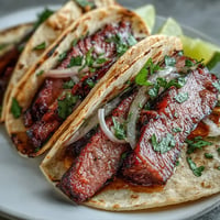 Mouthwatering smoked brisket tacos with zesty pickled red onion.